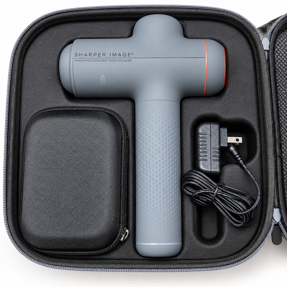 Sharper Image Massager Power Percussion Deep Tissue Massager 6 Attachments NWOT